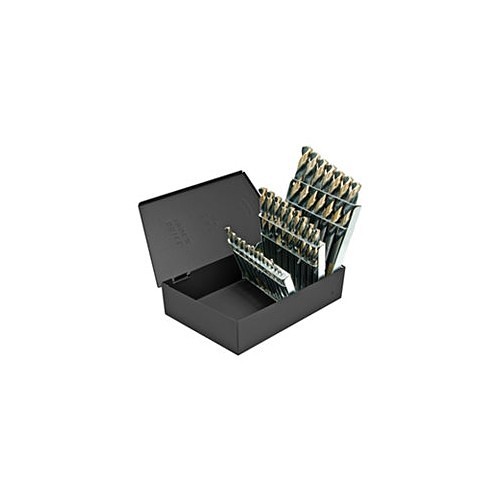 Alfa USA® BBML74290 Drill Bit Set, 1/16 in Minimum Drill Bit Size, 1/2 in Maximum Drill Bit Size, 135 deg Drill Point Angle, 29 Piece, High Speed Steel, Black and Gold