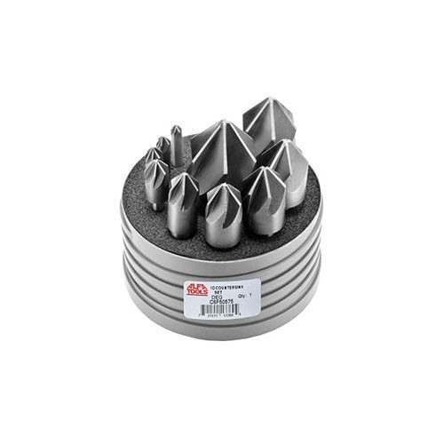 Alfa USA® C6F50574B Countersink Set, 1/4 in Minimum Head Diameter, 1 in Maximum Head Diameter, 90 deg Maximum Included Angle, 6 Flutes, 8 Piece, High Speed Steel