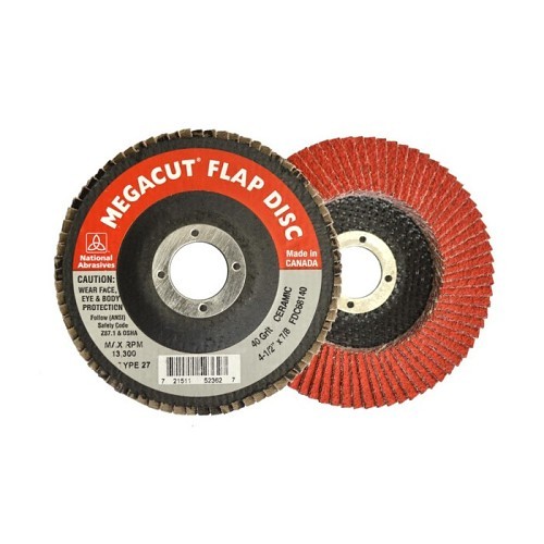 Alfa USA® Megacut® FDC68140 Flap Disc, 4-1/2 in Disc Dia, 7/8 in Center Hole, 40 Grit, Ceramic Abrasive