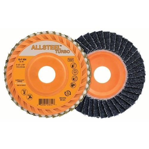 ALLSTEEL™ 15Y456 Flap Disc, 4-1/2 in Dia Disc, 60 Grit, Industrial Grade, Steel Abrasive