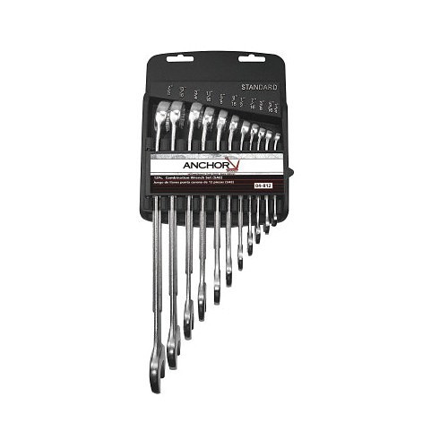 Anchor® 4812 Combination Wrench Set, 11 Pieces, 1/4 to 7/8 in, Polished Chrome