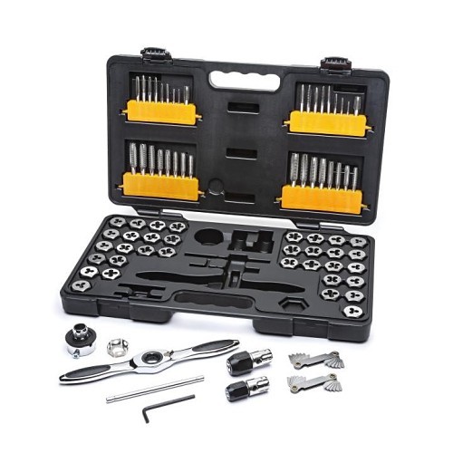 Apex® GEARWRENCH® 3887 Tap and Die Set, Metric/SAE, 77 Piece, NPT, Hex Die Shape, Plug, Taper Tap Type