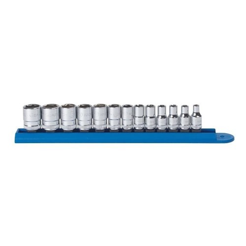 Apex® 80302D Socket Set, Imperial/Metric/SAE, 6 Points, 1/4 in Drive, 13 Piece, Included Socket Size: 4-15 mm