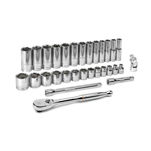 Apex® 80569 Socket Set, Imperial, 6 Points, 3/8 in Drive, 30 Piece, Included Socket Size: 1/4 to 1 in, Blow Mold Case