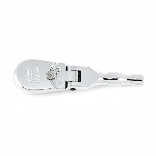 Apex® GEARWRENCH® 81212P Flex Head Teardrop Ratchet, Imperial, Teardrop Head Shape, 5 in Overall Length, Alloy Steel, Polished Chrome, ASME B107.10 Specifications Met, No Quick Release Head, Yes Reversible