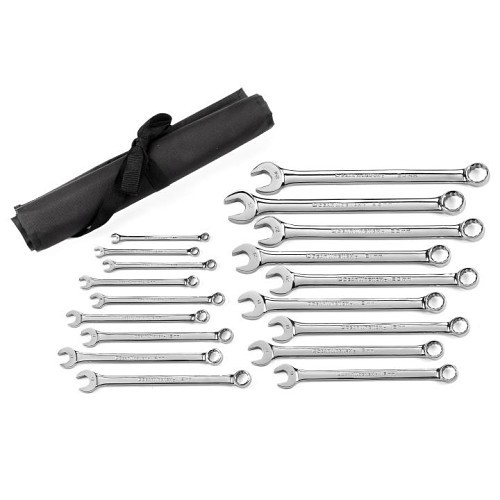 Apex® GEARWRENCH® 81920 Combination Wrench Set, Metric, 18 Piece, 7-20 mm, Polished Chrome