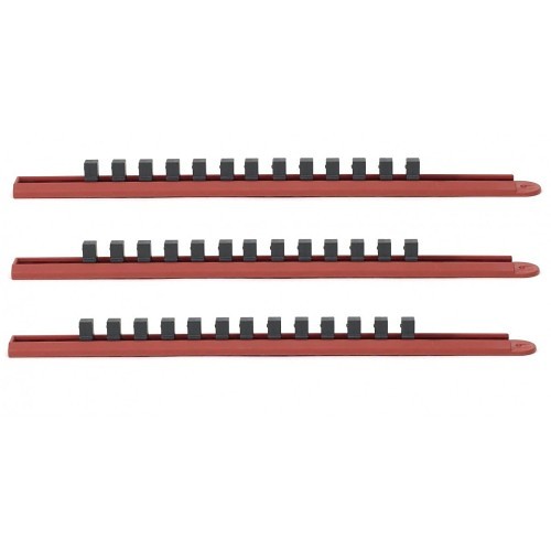 Apex® GEARWRENCH® 83103 Socket Rail, 1/4 in, 3/8 in, 1/2 in Drive, 3 Piece, Glass Nylon, Red