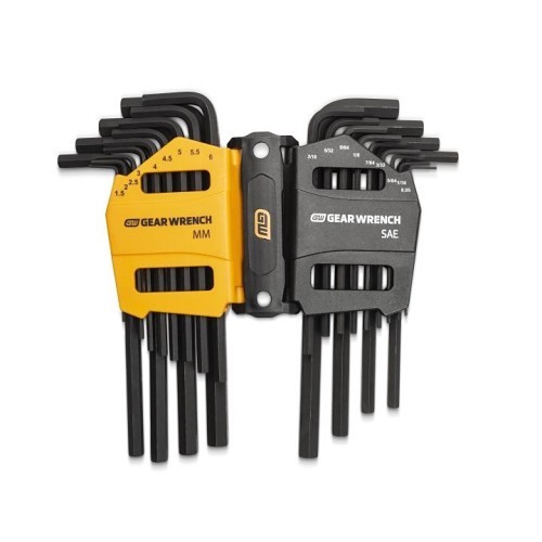 Apex® GEARWRENCH® 83504 Hex Key Set, Metric/SAE, 26 Piece, 0‎.050 to 3/8 in Hex, 1.5 to 10 mm Torx Size Range, Hex/Torx® Drive, L-Handle Handle, ASME Specifications Met, Alloy Steel