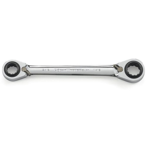 Apex® GEARWRENCH® 85201 Reversible Ratcheting Wrench, SAE, 5/16 in, 3/8 in, 7/16 in, 1/2 in Drive, 6.3 in Overall Length, Alloy Steel, Full Polish Chrome, Yes Reversible, No Tether Ready