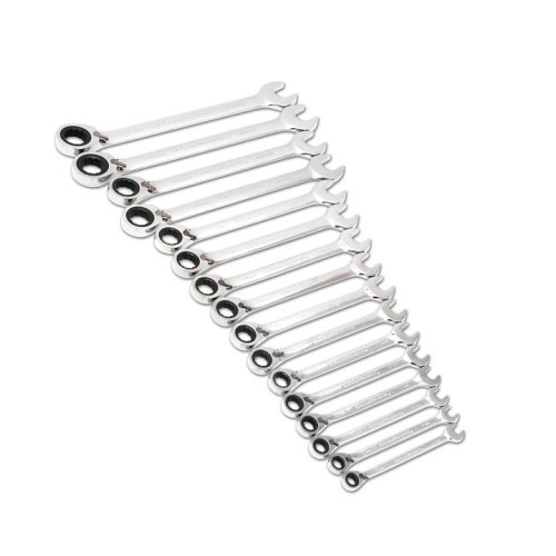 Apex® GEARWRENCH® 9602N Combination Wrench Set, Metric, 16 Piece, 8-25 mm, Polished Chrome/Mirror Polished