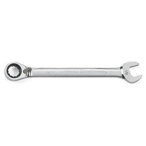 Apex® 9619N Combination Wrench, Metric, 19 mm Wrench Opening, 12 Points, 15 deg Offset, 9 1/2 in Overall Length, Alloy Steel, Polished Chrome, ASME B107.100-2010 (B107.66)