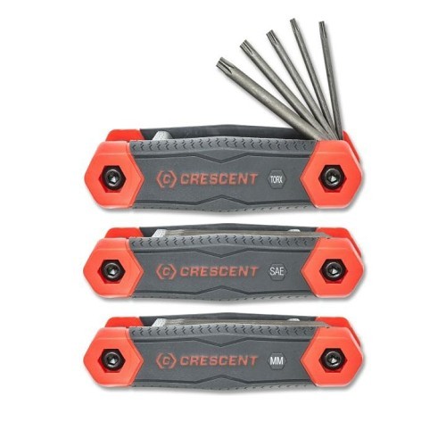 Apex® Crescent® CHK3PC Hex Key Set, Metric/SAE, 25 Piece, 5/64 in Hex, 2 to 8 mm Torx Size Range, Hex/Torx® Drive, Alloy Steel