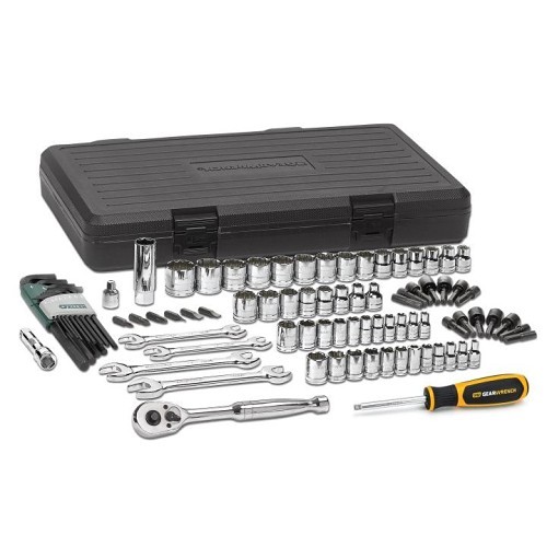 Apex Tool Group GEARWRENCH® GW80930 Mechanics Tool Set, Measurement System: SAE/Metric, 6 & 12 Points, 1/4 in, 3/8 in Drive, 88 Piece, Yes Included Socket Size, Yes Drivers Included, Blow Mold Case