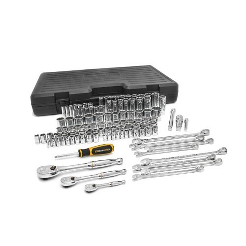 Apex Tool Group GEARWRENCH® GW89058 Mechanics Tool Set, Measurement System: SAE/Metric, 6 & 12 Points, 1/4 in, 3/8 in, 1/2 in Drive, 110 Piece, Yes Included Socket Size, Yes Drivers Included, Blow Mold Case