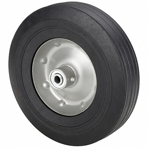 Approved Vendor 1NWY6 Solid Rubber Wheel, Ribbed Tread, 540 lb Load, 12 in Wheel Dia, 3-3/8 in Wheel Width, 9-5/16 in Tire Rim Dia