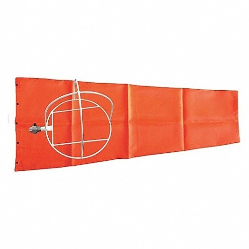 Approved Vendor G4499862 Windsock, 13 in Dia, 55 in Length, Orange, Polyester, Iron with White Painting Frame