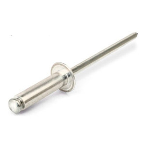 Blind Rivet, Open End, Steel, 1/4 in Rivet Dia, 0.85 in Length, 0.501-0.625 in Grip Range, Large Flange