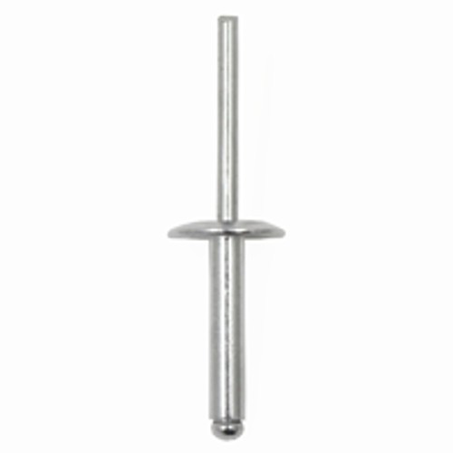 Blind Rivet, Open End, Aluminum/Steel, 3/16 in Rivet Dia, 0.675 in Length, 0.376-0.5 in Grip Range, Dome