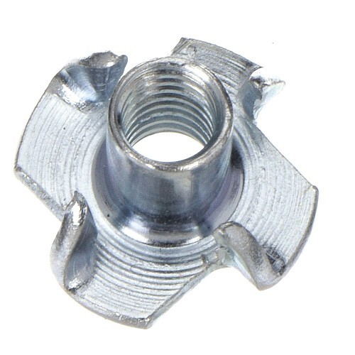 T-Nut, Imperial, 1/4-20, Stainless Steel, 5/16 in Barrel Dia, 4 Prongs