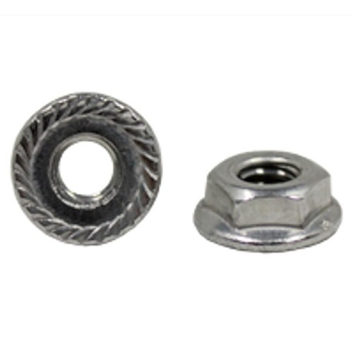 Flange Nut, Imperial, 1/4 in-20 Diameter - Thread, Stainless Steel, 18-8 Grade, Serrated