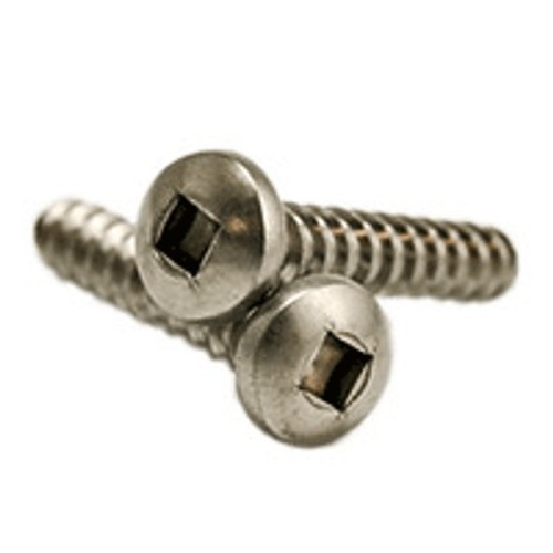 Sheet Metal Screw, #6 Diameter - Thread, 1/2 in L, Pan Head, Square Drive, 18-8 Stainless Steel