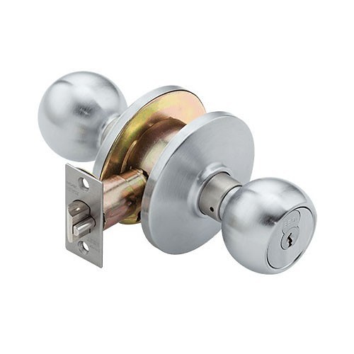 BEST 6K37AB4CSTK626RH Cylindrical Knob, 2-3/4 in Backset, For Door Thickness: 1-3/8 - 1-7/8 in, 7-Pin SFIC Keying, Brass/Bronze, Satin Chrome