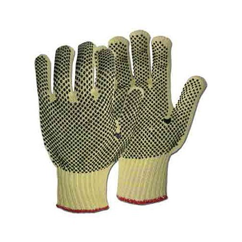 BOSS® 1KK2202 Cut-Resistant Gloves, 2X-Large, #11, PVC Coating, Kevlar/Aramid/Cotton, String Knit Cuff, 2 ANSI Cut-Resistance Level, Yellow/Black