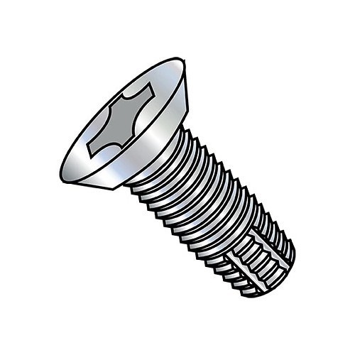 Thread Forming Screw, #10-24 Diameter - Thread Size, 1/2 in Overall Length, Carbon Steel, Flat Head, Phillips Drive