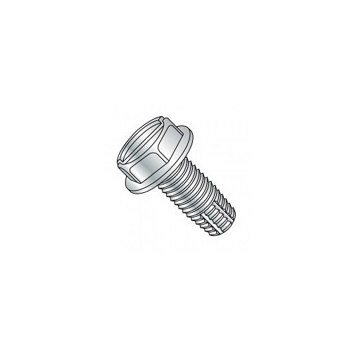 Thread Forming Screw, Standard, #10-32 Diameter - Thread Size, 1/2 in Overall Length, Steel, Hex Washer Head, Slotted Drive