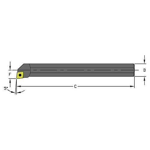 Ultra-Dex FG551300 Boring Bar, 0.205 in Minimum Bore Dia, 3-1/2 in Overall Length, Steel