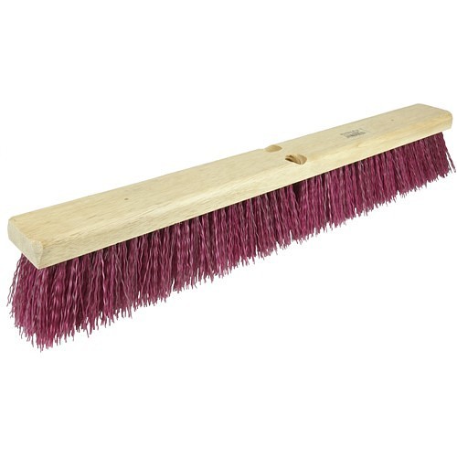 Weiler® LD5325239 Sweep Broom, 24 in Overall Length, 3-1/4 in Trim Length, Red/Brown Bristle, Synthetic Fill/Oil Resistant Bristle