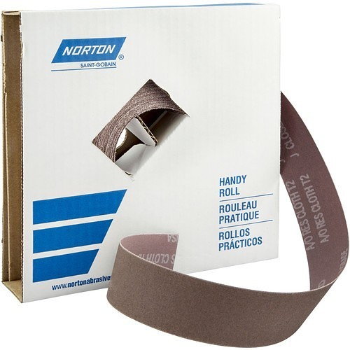 Norton® MH61R0126288 Cloth Roll, 50 yd Roll Length, 1-1/2 in Roll Width, 80 Grit, Coarse Grit Grade, Aluminum Oxide Abrasive, Cotton Backing