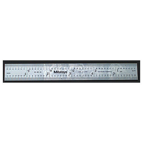 Mitutoyo MT80182-141 Rigid Rule, Measuring System: Imperial, Graduations: 1/32 in, 1/64 in, 1/10 in, 1/50 in, 18 in Length, Steel