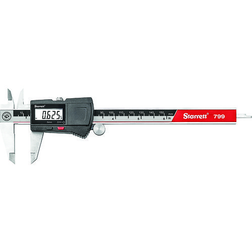 Starrett® MV7000144 Slide Caliper, Measuring Range: 0 to 6 in/0 to 150 mm, Graduations: 0.0005 in/0.01 mm, 5/8 in Jaw Depth, Stainless Steel, Polished Stainless Steel