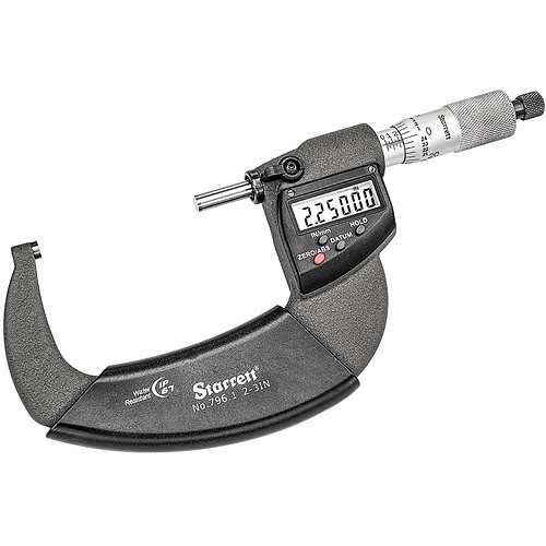 Starrett® MV7001118 Outside Micrometer, Measuring Range: 2 to 3 in, LCD Display, Carbide, Satin Chrome