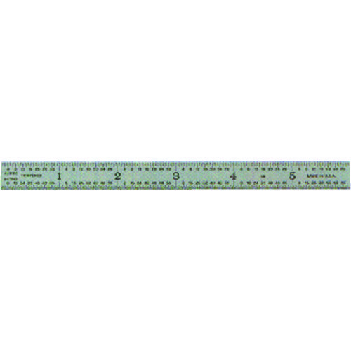 PEC® MZ80006161 Rule, Graduations: 1/32 in, 1/64 in, 1/50 in, 1/100 in (16R), 6 in Length, Steel, Satin Chrome