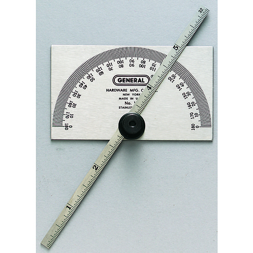 GENERAL® NE5019 Protractor, Measuring Range: 0 to 180 deg, Graduations: 0 to 180 deg