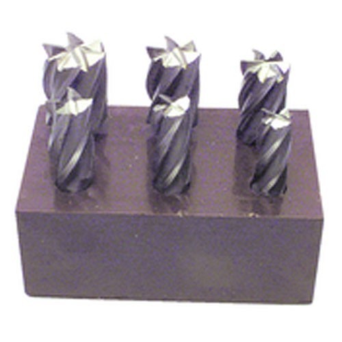 End Mill Set, 2 Flutes, 3/4 in Shank Dia, Uncoated