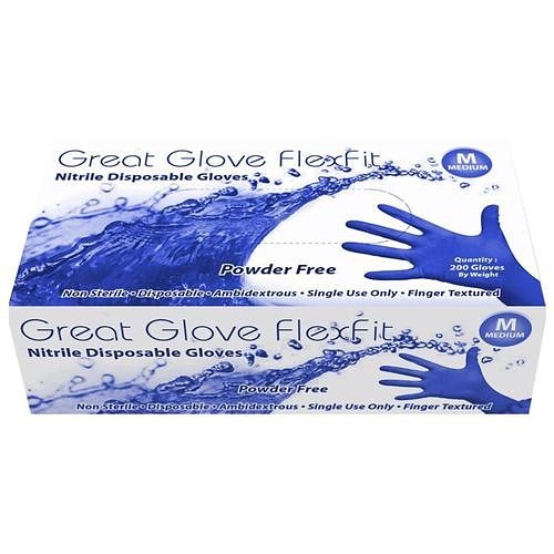 Disposable Gloves, Large, #9, Nitrile, Blue, Powder Free, Textured Grip, 3.5 mil Thickness, Application Type: Cleanroom, Ambidextrous Hand