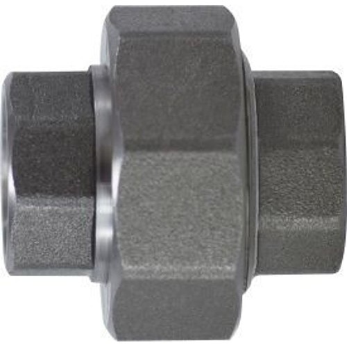 Pipe Union, Fitting/Connector: Union, 1/2 in Nominal, Threaded End Style, 3000 lb Pressure Class, Carbon Steel, Plain