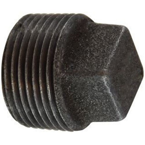 Pipe Plug, Plug Fitting/Connector, 1/2 in Nominal, Malleable Iron, Square Head, Black