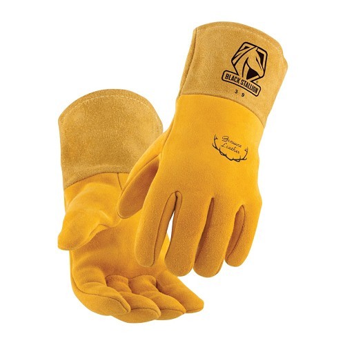 Black Stallion® 39XL Welding Gloves, X-Large, #10, Tan, Reversed Grain Deerskin Leather Palm, Reversed Grain Deerskin Leather, CushionCore®, Resists: Abrasion and Spark