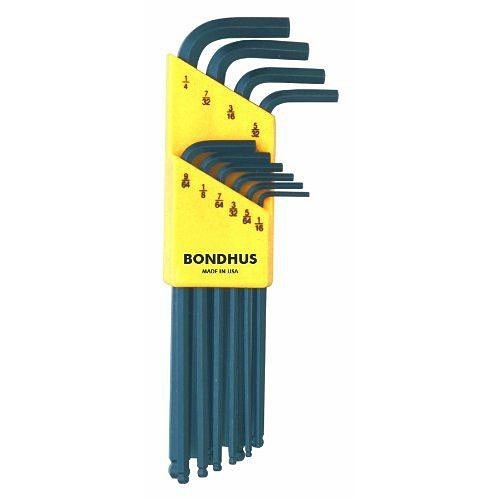 Bondhus® 10938 Hex Key Set, Metric, 10 Piece, 1/16 in Hex, Hex Ball Drive, L-Handle, Steel