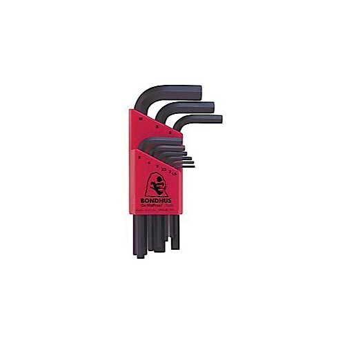 Bondhus® 12299 Short Key Set, 9 Pieces, 1.5 to 10 mm Hex, L-Handle Handle, Protanium® High Torque Steel, ProGuard™