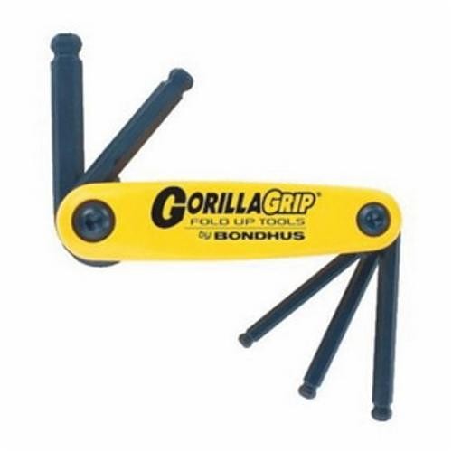Bondhus® 12897 GorillaGrip® Key Set, 5 Pieces, 5 to 10 mm Hex, Foldable Handle, Protanium® High Torque Steel, ProGuard™