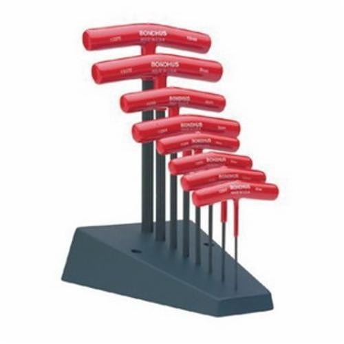 Bondhus® Bondhus® 13389 Hex End T-Handle Set, Metric, 8 Piece, 2 mm, 2.5 mm, 3 mm, 4 mm, 5 mm, 6 mm, 8 mm, 10 mm Hex, Hex Drive, T-Handle Handle, Solid Steel, ProGuard™