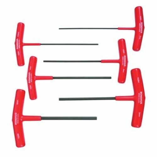 Bondhus® 15248 Key Set, 6 Pieces, 2 to 6 mm Hex, Ergonomic Grip/T-Handle Handle, Protanium® High Torque Steel, ProGuard™