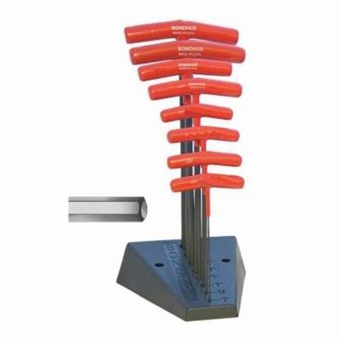 Bondhus® 15387 Key Set, 8 Pieces, 2 to 10 mm Hex, Ergonomic Grip/T-Handle Handle, Protanium® High Torque Steel, ProGuard™