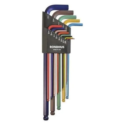 Bondhus® Bondhus® 69637 Hex Key Set, SAE, 13 Piece, 0‎.050 to 3/8 in Hex, L-Handle Handle, Protanium® High Torque Steel, ColorGuard™
