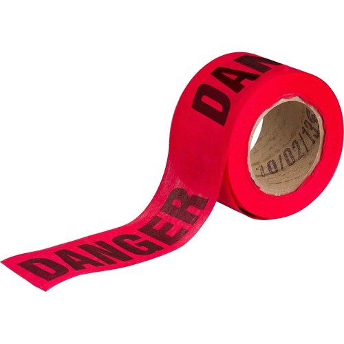 Brady® 91088 Flagging Tape, Black on Red, 50 ft Length, 3 in Width, DANGER Legend, 69% Wood Fiber